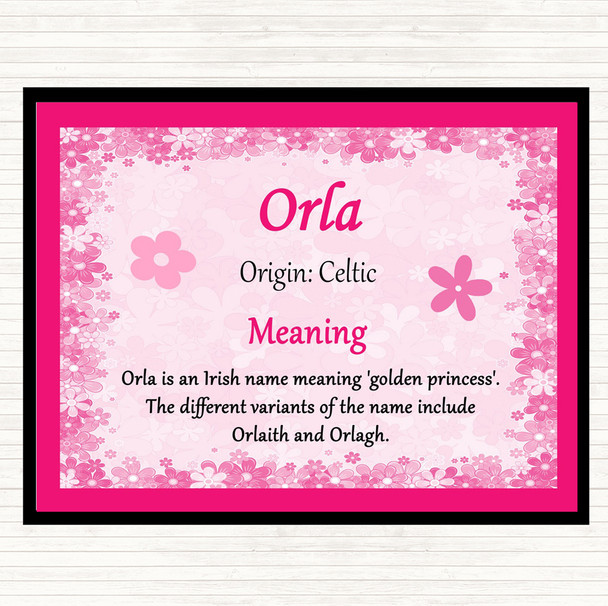 Orla Name Meaning Dinner Table Placemat Pink