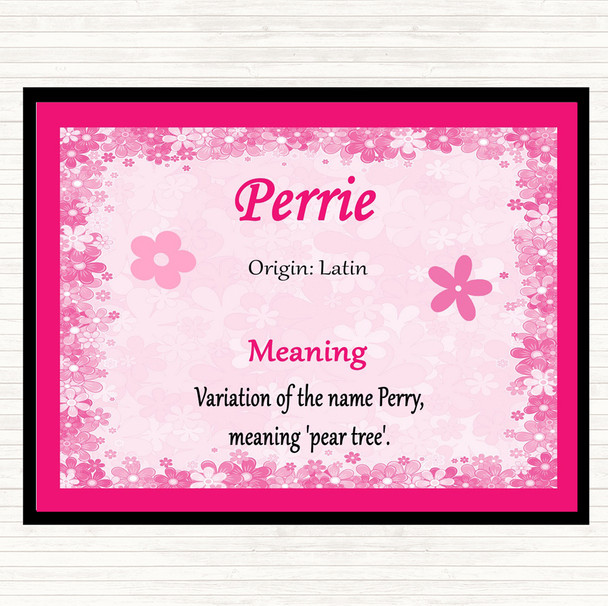 Perrie Name Meaning Dinner Table Placemat Pink