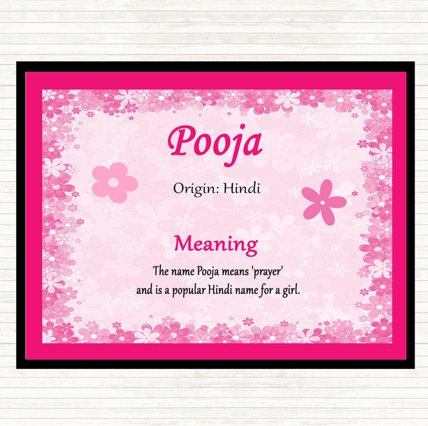 Pooja Name Meaning Dinner Table Placemat Pink