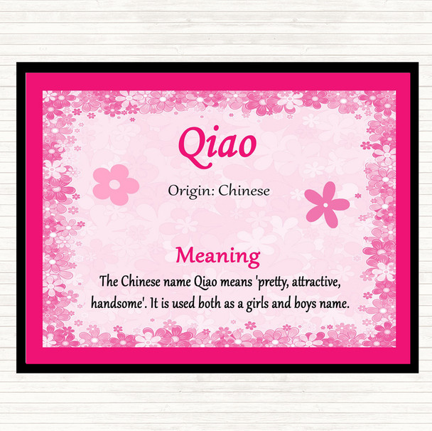 Qiao Name Meaning Dinner Table Placemat Pink