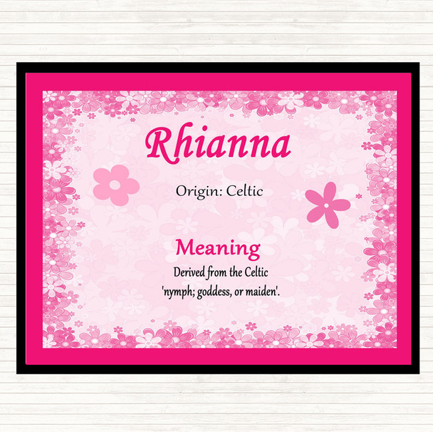 Rhianna Name Meaning Dinner Table Placemat Pink