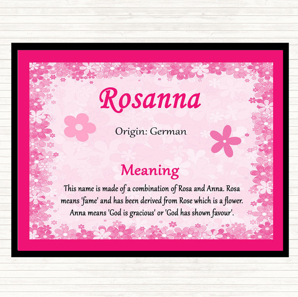 Rosanna Name Meaning Dinner Table Placemat Pink