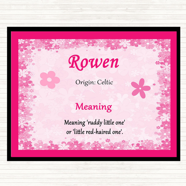 Rowen Name Meaning Dinner Table Placemat Pink