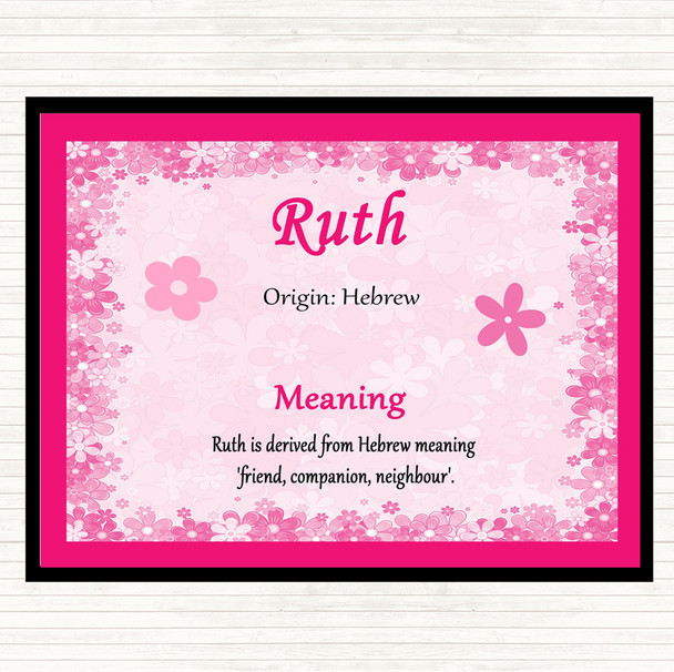 Ruth Name Meaning Dinner Table Placemat Pink