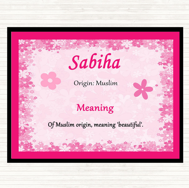 Sabiha Name Meaning Dinner Table Placemat Pink