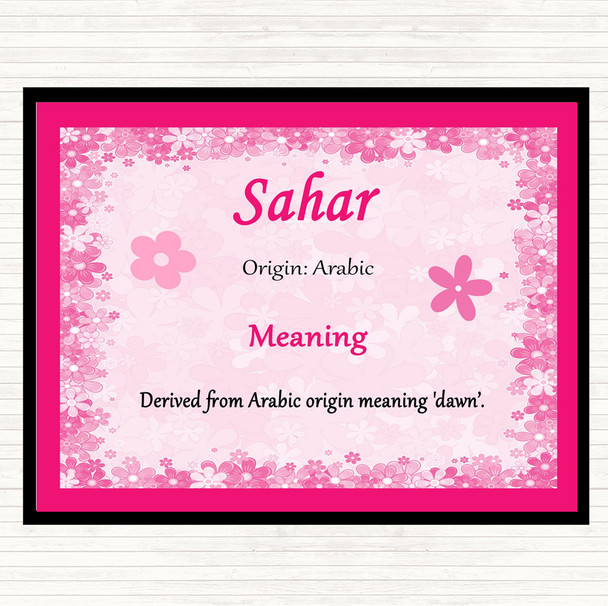 Sahar Name Meaning Dinner Table Placemat Pink