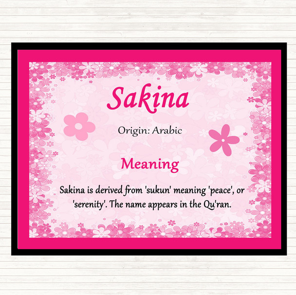 Sakina Name Meaning Dinner Table Placemat Pink