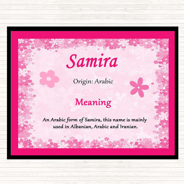 Samira Name Meaning Dinner Table Placemat Pink