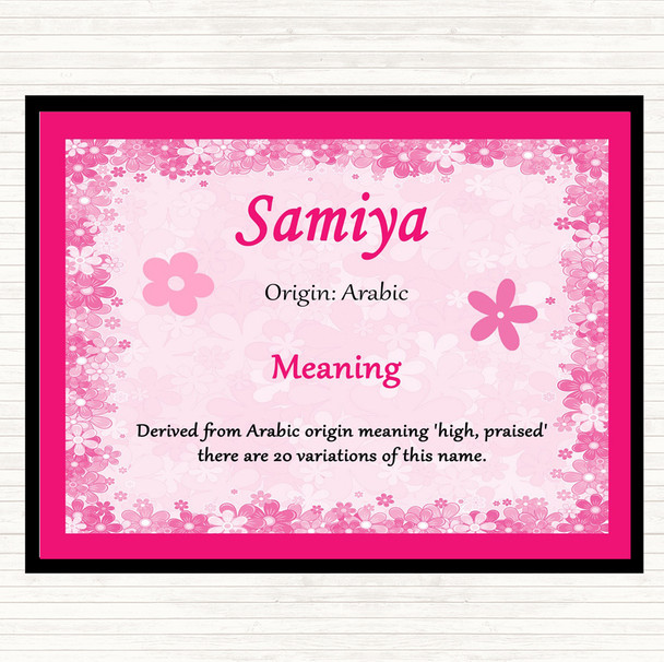 Samiya Name Meaning Dinner Table Placemat Pink