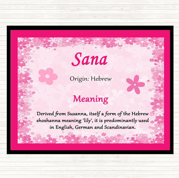 Sana Name Meaning Dinner Table Placemat Pink