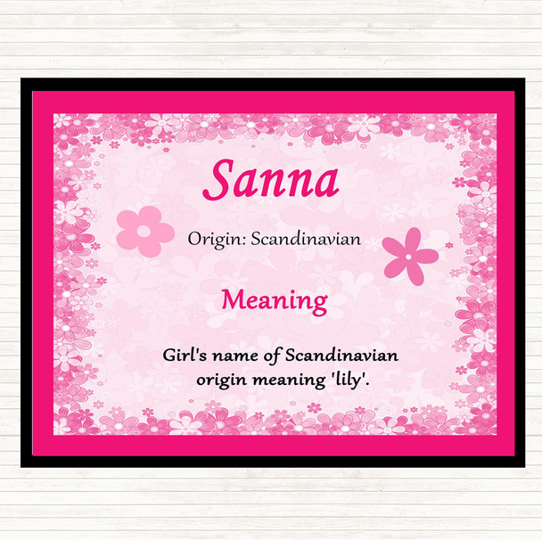 Sanna Name Meaning Dinner Table Placemat Pink