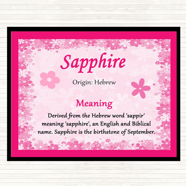 Sapphire Name Meaning Dinner Table Placemat Pink