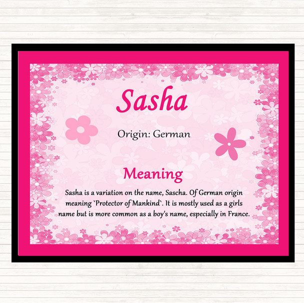 Sasha Name Meaning Dinner Table Placemat Pink