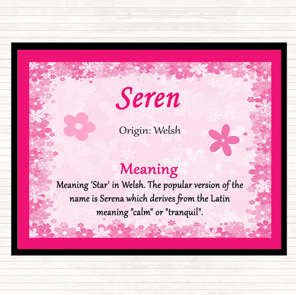 Seren Name Meaning Dinner Table Placemat Pink