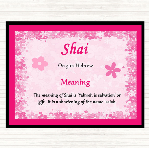 Shai Name Meaning Dinner Table Placemat Pink