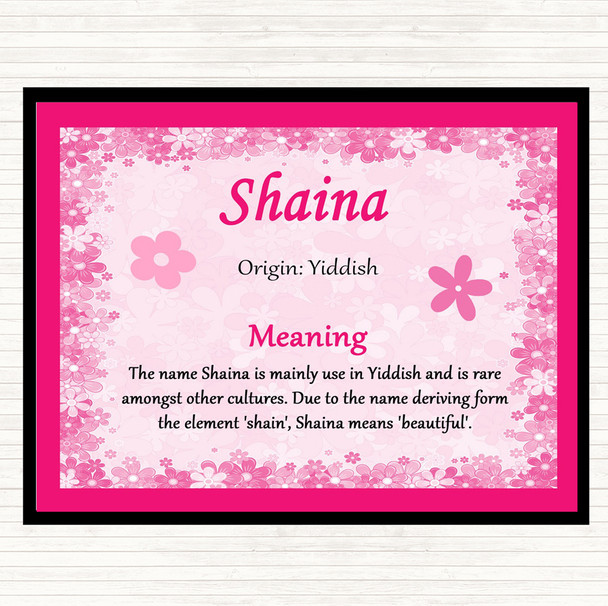 Shaina Name Meaning Dinner Table Placemat Pink