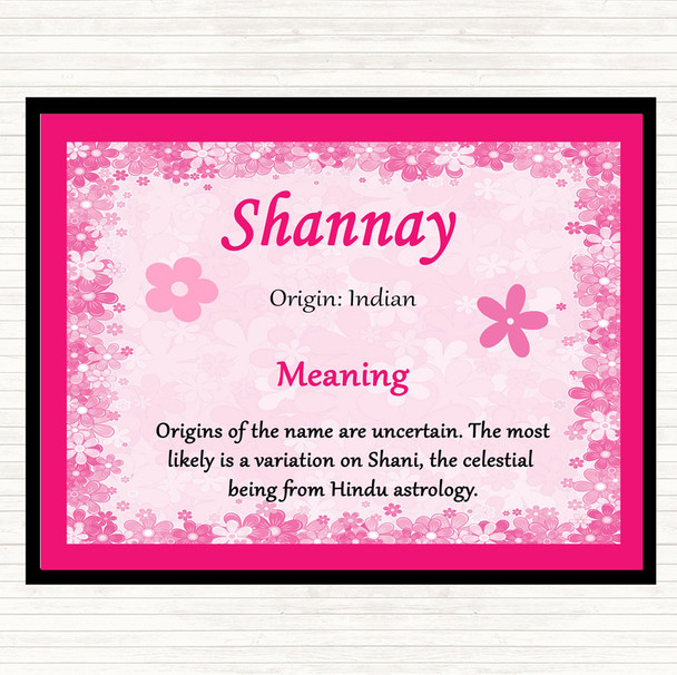 Shannay Name Meaning Dinner Table Placemat Pink