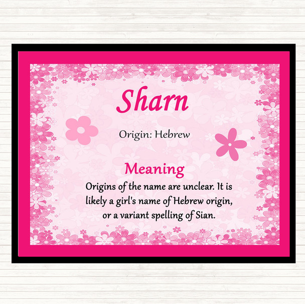 Sharn Name Meaning Dinner Table Placemat Pink