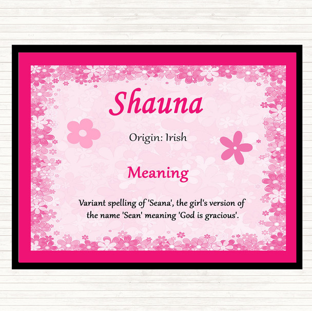 Shauna Name Meaning Dinner Table Placemat Pink