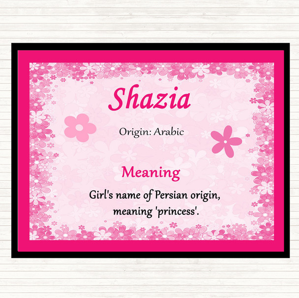 Shazia Name Meaning Dinner Table Placemat Pink