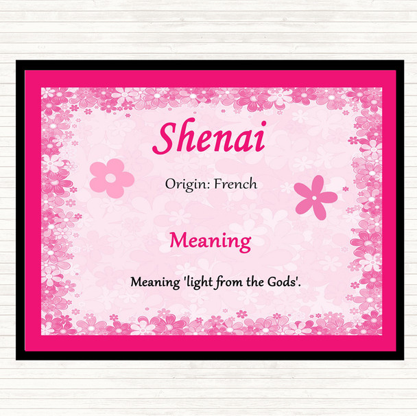 Shenai Name Meaning Dinner Table Placemat Pink