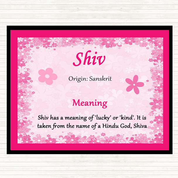 Shiv Name Meaning Dinner Table Placemat Pink