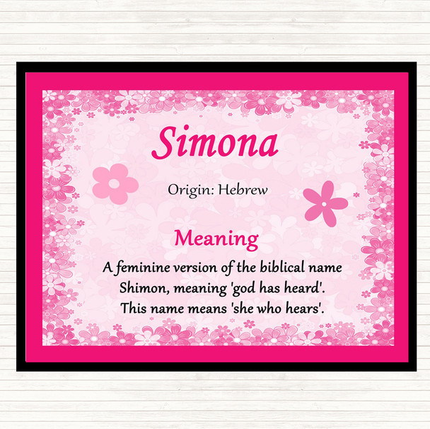 Simona Name Meaning Dinner Table Placemat Pink