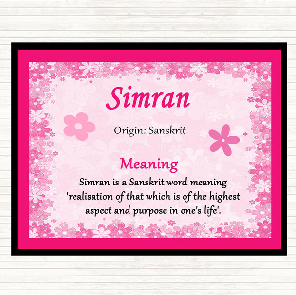 Simran Name Meaning Dinner Table Placemat Pink