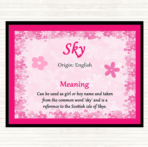 Sky Name Meaning Dinner Table Placemat Pink
