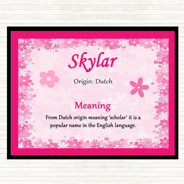 Skylar Name Meaning Dinner Table Placemat Pink