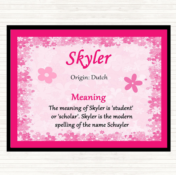 Skyler Name Meaning Dinner Table Placemat Pink