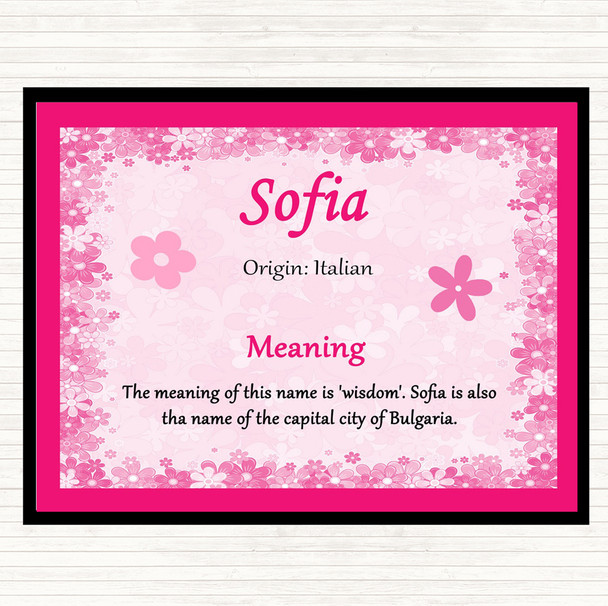 Sofia Name Meaning Dinner Table Placemat Pink