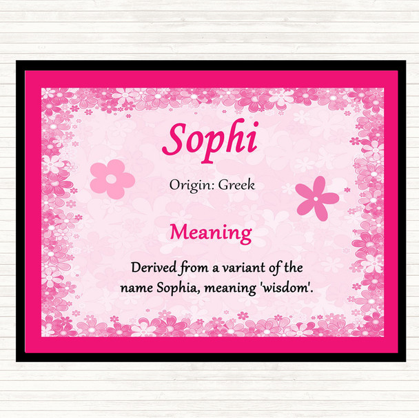 Sophi Name Meaning Dinner Table Placemat Pink