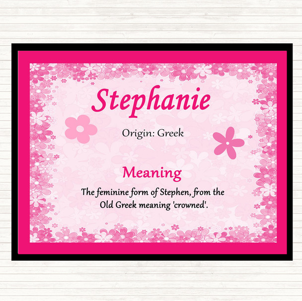 Stephanie Name Meaning Dinner Table Placemat Pink