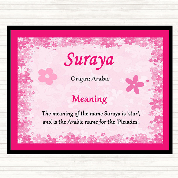 Suraya Name Meaning Dinner Table Placemat Pink