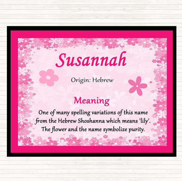 Susannah Name Meaning Dinner Table Placemat Pink