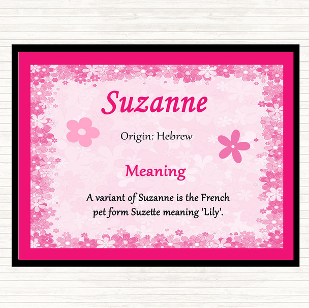 Suzanne Name Meaning Dinner Table Placemat Pink