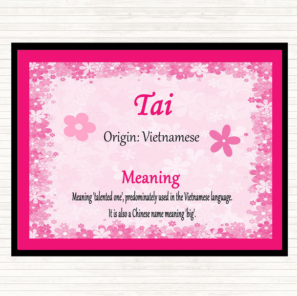 Tai Name Meaning Dinner Table Placemat Pink