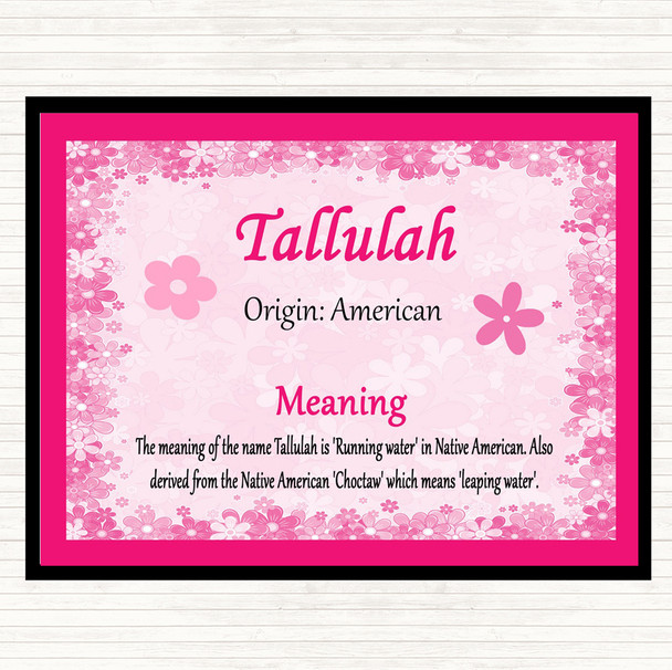 Tallulah Name Meaning Dinner Table Placemat Pink