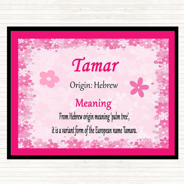 Tamar Name Meaning Dinner Table Placemat Pink