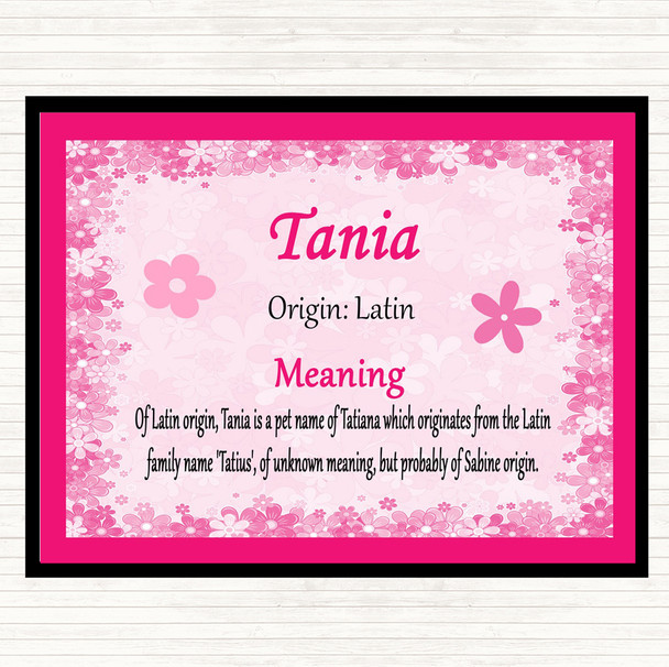Tania Name Meaning Dinner Table Placemat Pink