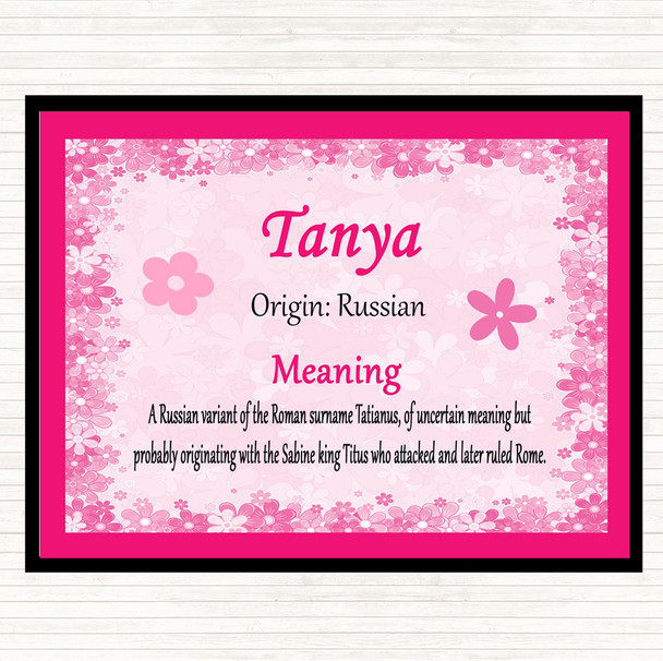 Tanya Name Meaning Dinner Table Placemat Pink