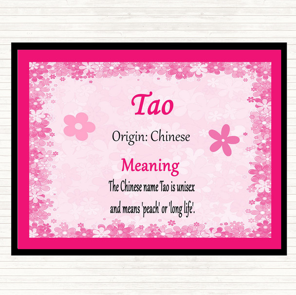 Tao Name Meaning Dinner Table Placemat Pink