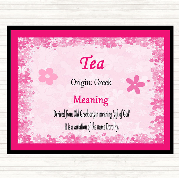 Tea Name Meaning Dinner Table Placemat Pink