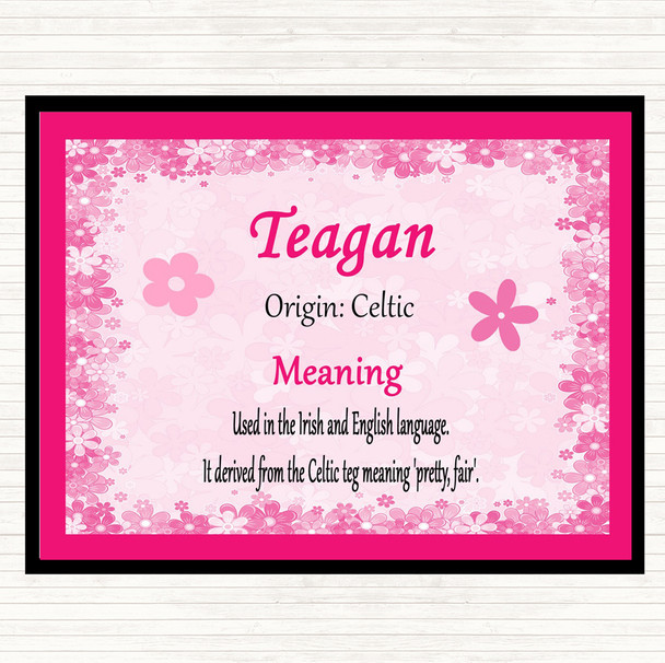 Teagan Name Meaning Dinner Table Placemat Pink