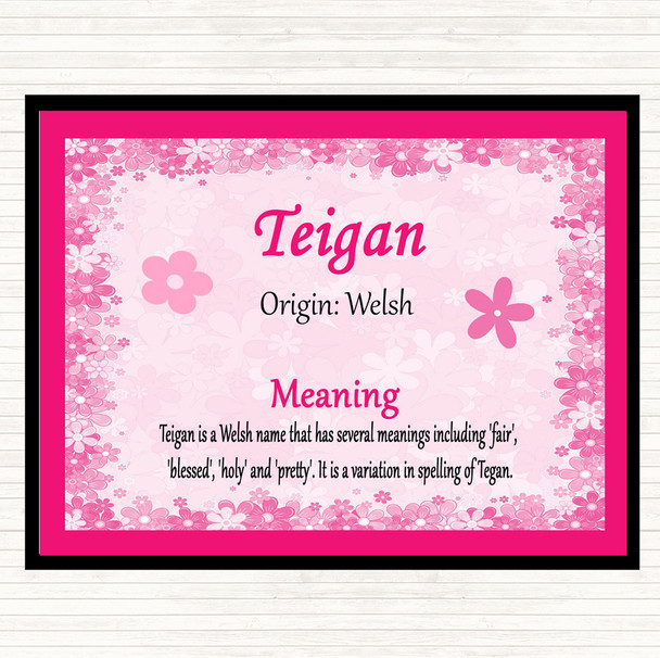 Teigan Name Meaning Dinner Table Placemat Pink