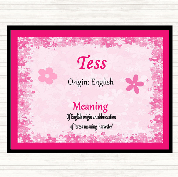 Tess Name Meaning Dinner Table Placemat Pink