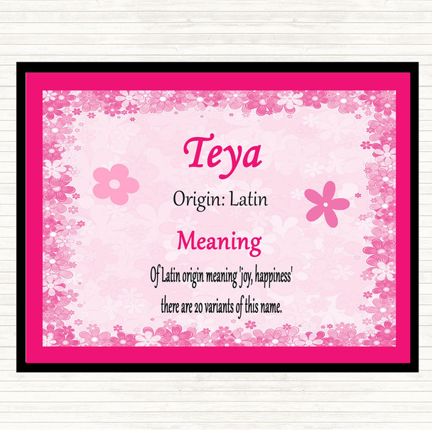 Teya Name Meaning Dinner Table Placemat Pink