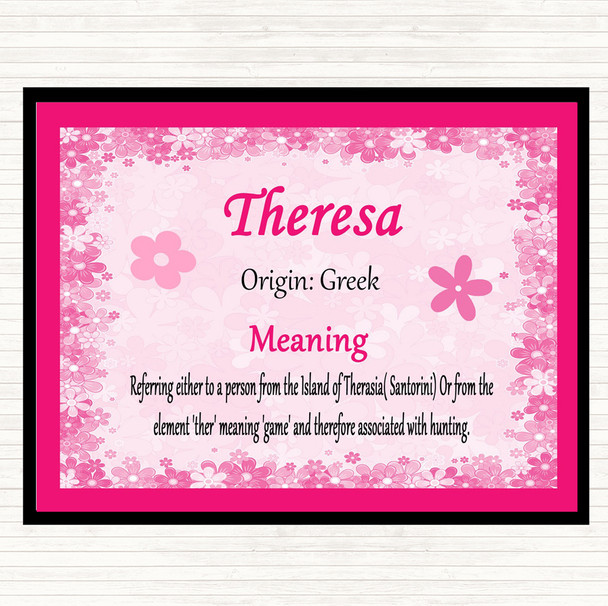 Theresa Name Meaning Dinner Table Placemat Pink