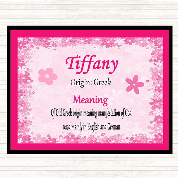 Tiffany Name Meaning Dinner Table Placemat Pink